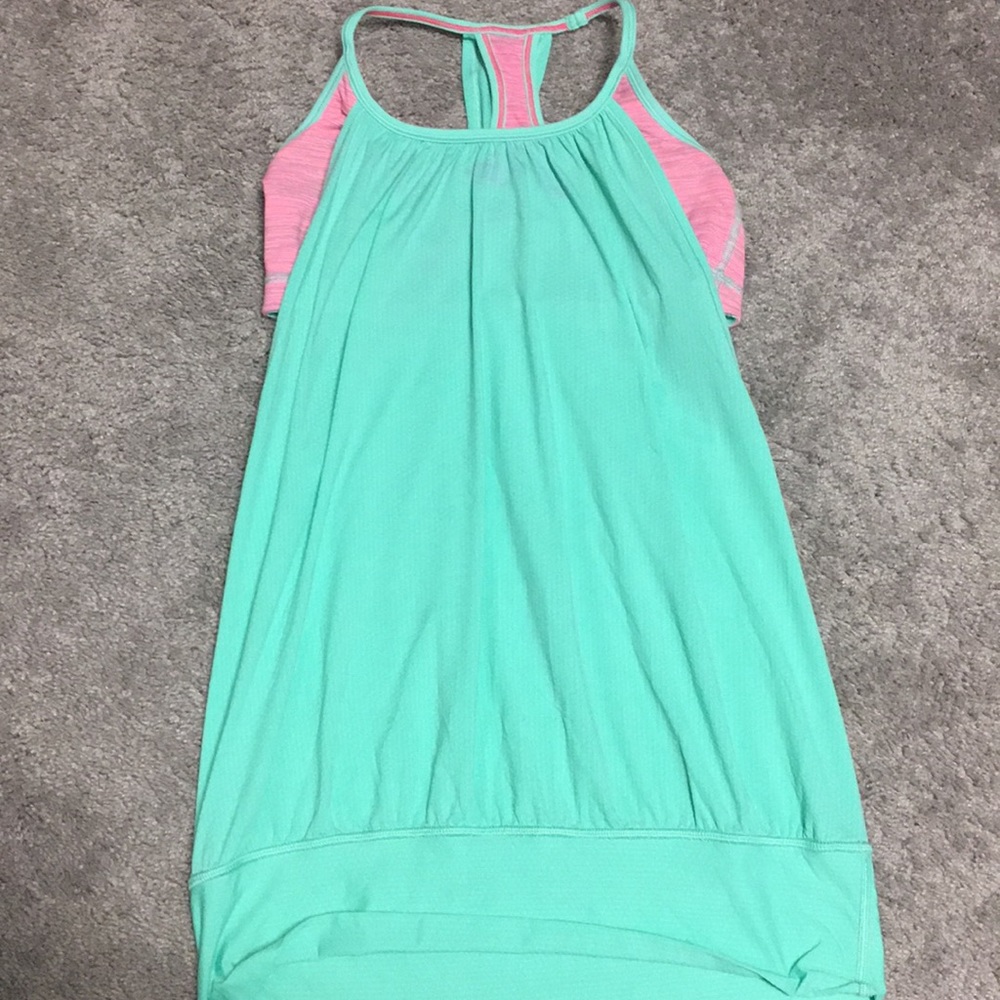 Lululemon tank- mint with hot pink. Sz 6